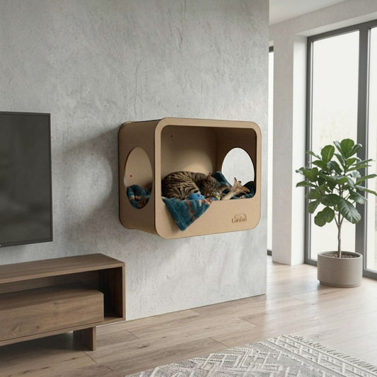 Cueva Rectangular para Gatos — Fijación a Pared Madera MDF — Mdf | Gatitud Colombia