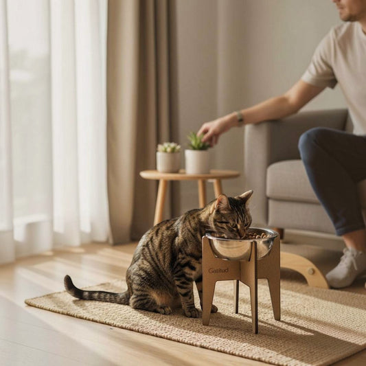 Comedero Elevado ROCKET Individual para Gatos — Madera Ecológica — Comedero | Gatitud Colombia