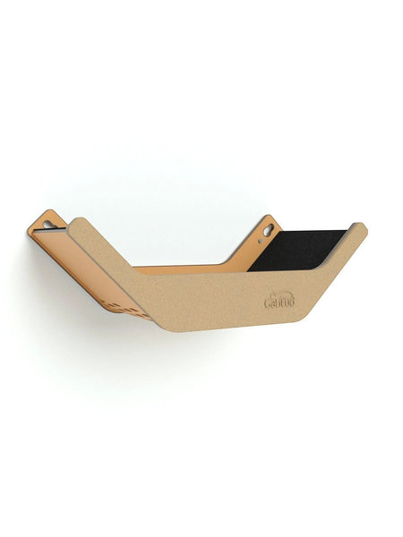 Gatitud Store wall-mounted cat hammock made of MDF and soft fabric, beige and black, 59cm long.