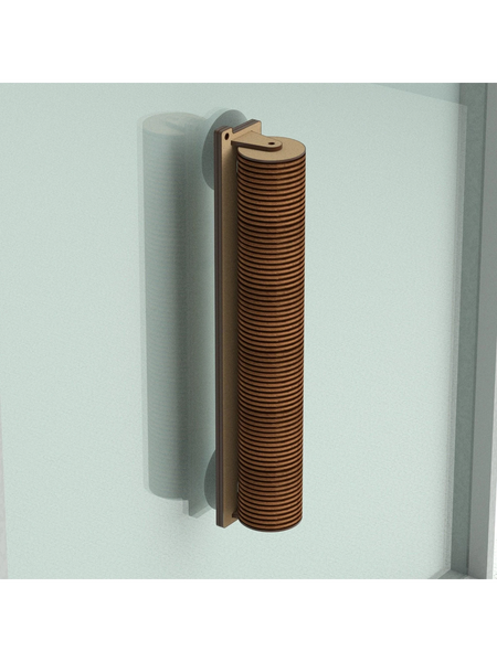 Gatitud Store vertical cat scratching post made of natural wood, mounted on a wall.