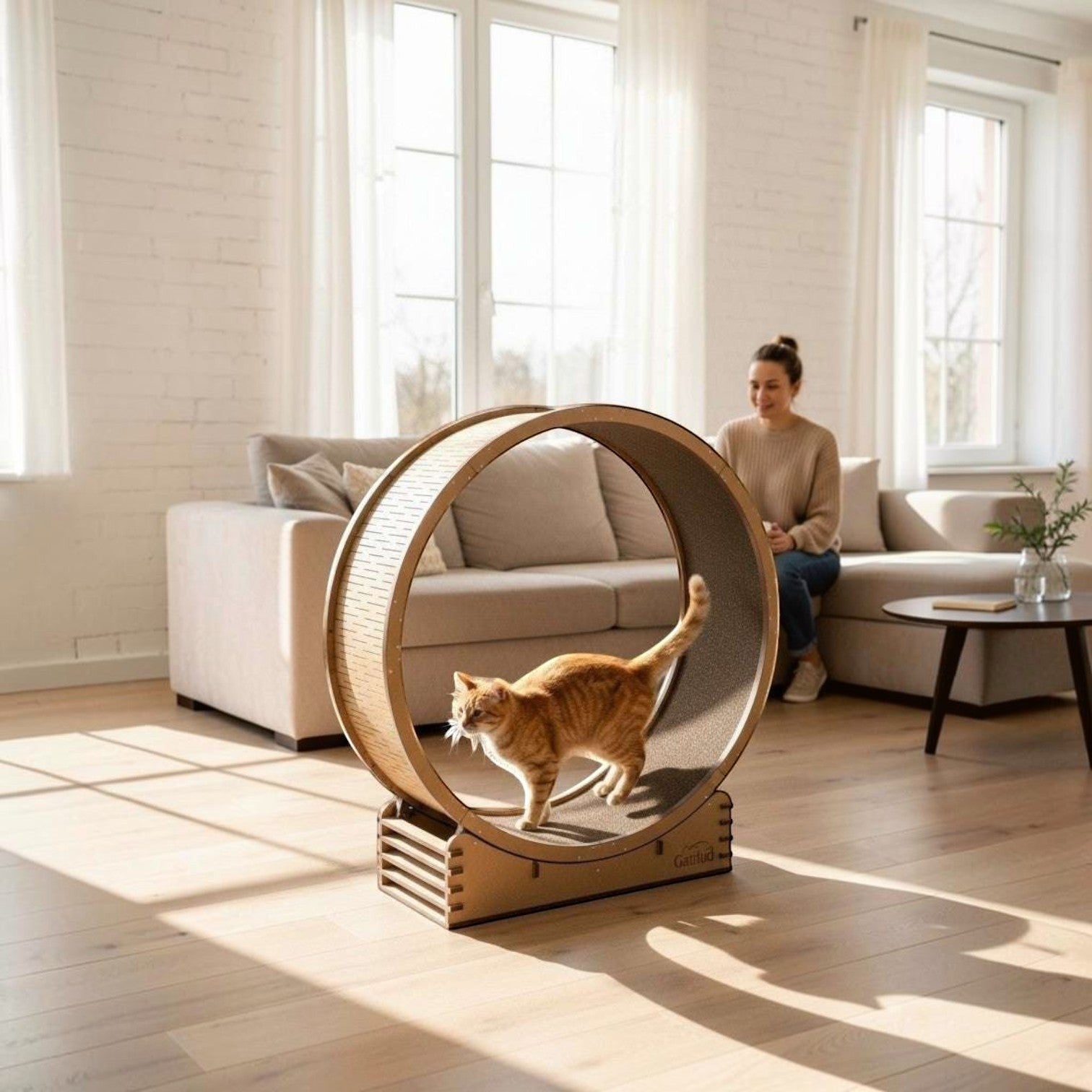 Rueda de Ejercicio para Gatos 100cm — Madera MDF Reforzada Colombia — Mdf | Gatitud Colombia