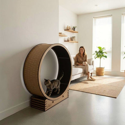 Rueda de Ejercicio para Gatos 100cm — Madera MDF Reforzada Colombia — Juguete | Gatitud Colombia