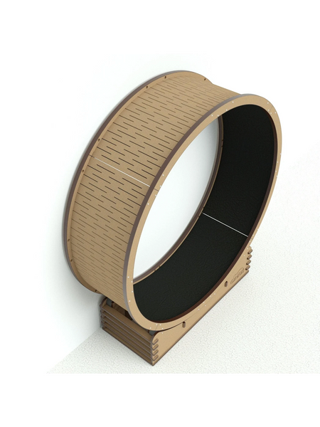 Gatitud Store large natural wood cat exercise wheel with black running surface and minimalist design.