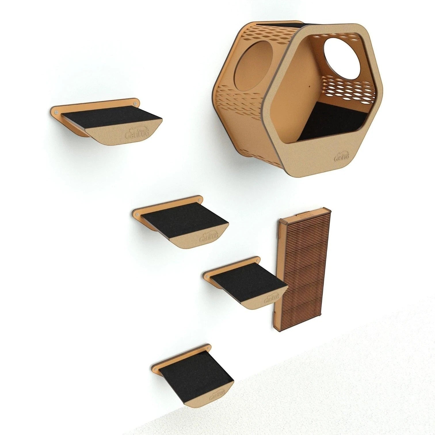 Gimnasio para Gatos de Pared COMBO A — Madera MDF Colombia — Madera | Gatitud Colombia