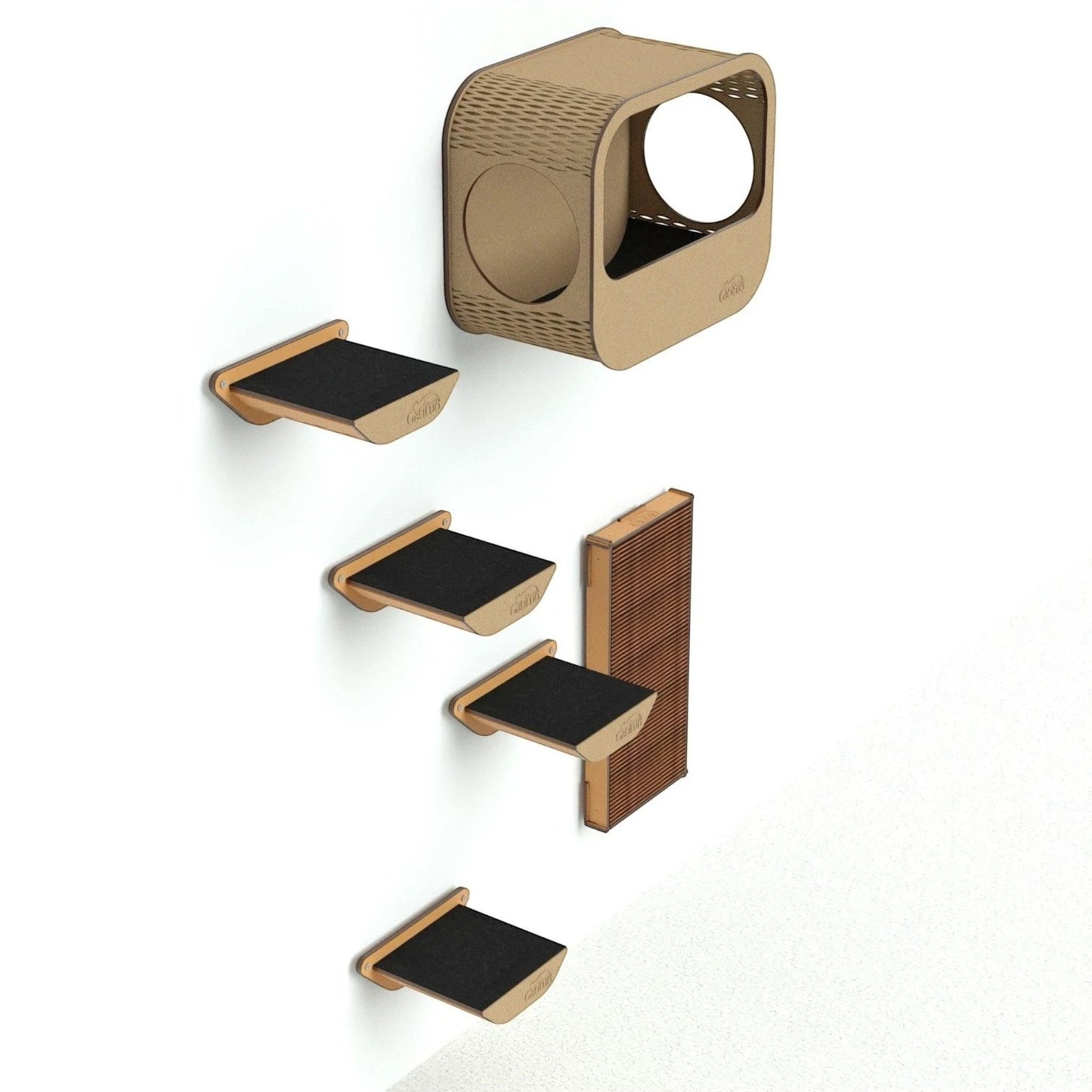 Gimnasio para Gatos de Pared COMBO A — Madera MDF Colombia — Incluye herraje e instrucciones | Gatitud Colombia