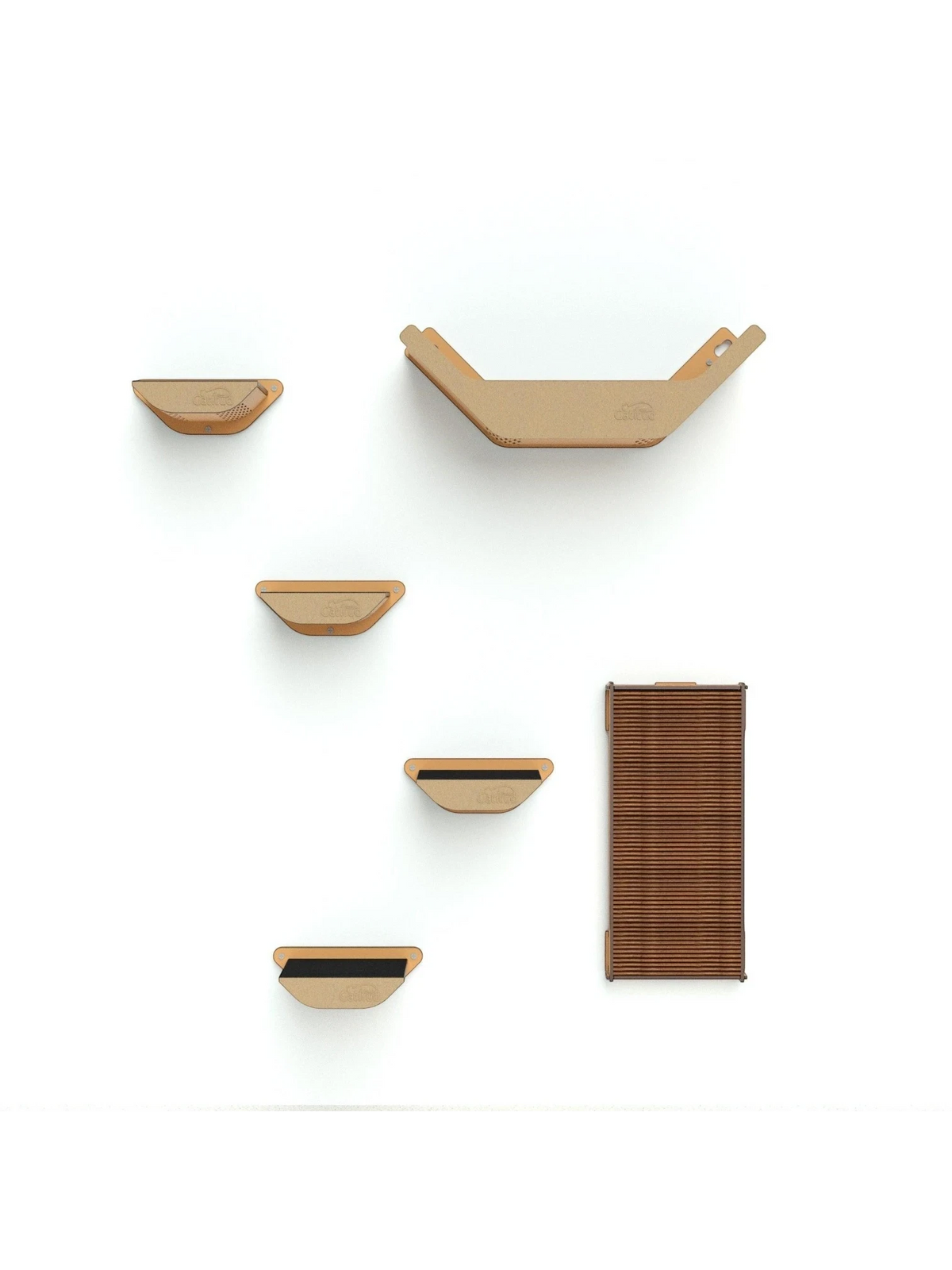 Gatitud Store modern wood cat wall furniture set with climbing platforms and scratching post.