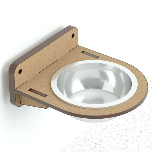 Comedero de pared individual para gatos Gatitud Store de madera MDF con plato metálico ergonómico