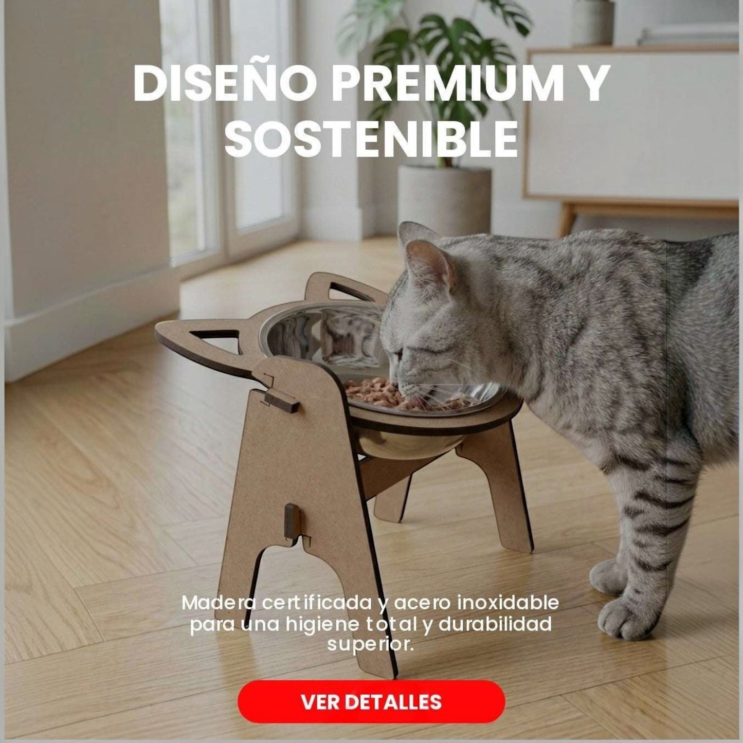 Comedero Elevado Individual para Gatos — Madera MDF Colombia — ¿Qué es el Comedero Elevado Individual par… | Gatitud Colombia