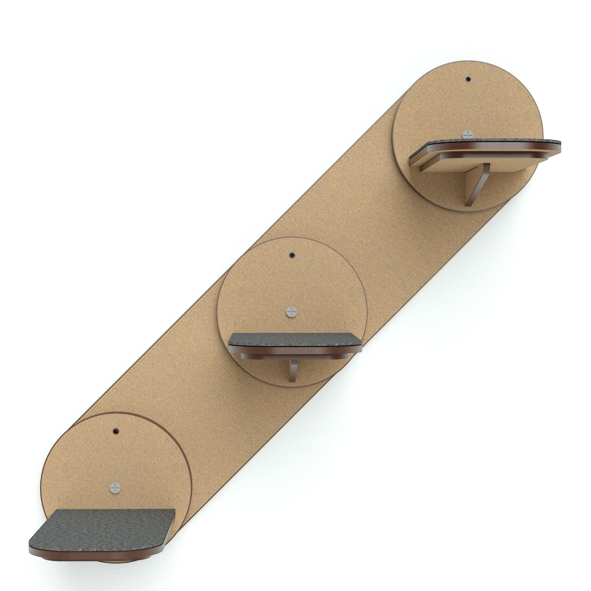 Escalera de pared Gatitud Store para gatos con tres peldaños integrados de madera MDF en acabado natural
