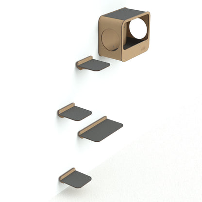Gimnasio de pared Gatitud Store para gatos con cueva y estantes de madera MDF en color natural y gris