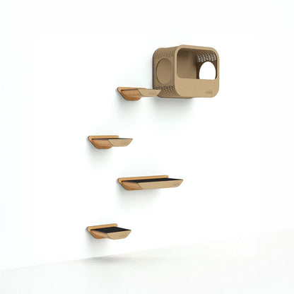 Gimnasio para Gatos de Pared COMBO D — Estantes y Cueva Madera MDF — Rascador | Gatitud Colombia