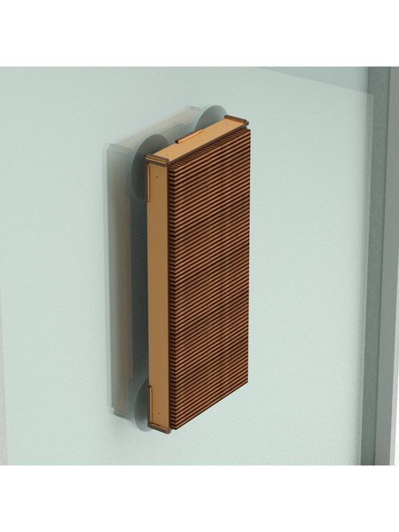 Gatitud Store modern wooden wall panel with slatted natural wood design. Adds contemporary elegance and texture.