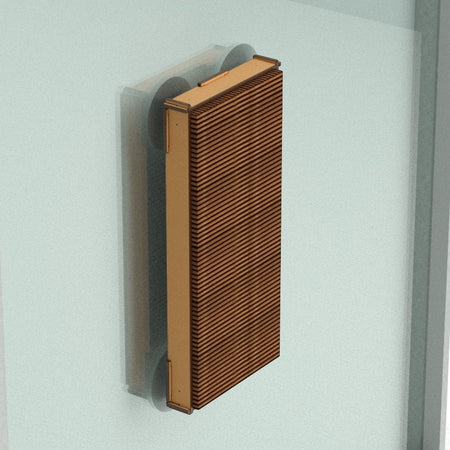 Gatitud Store modern wooden wall panel with slatted natural wood design in warm tone.