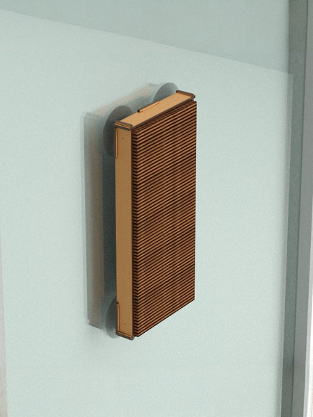 Gatitud Store modern wooden wall panel with slatted natural wood design in warm tone.