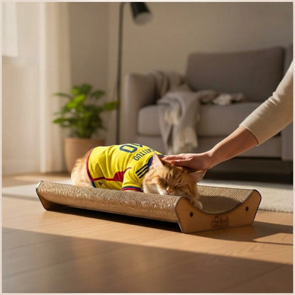 Gatitud Store Rascador CUENCA ergonómico de cartón corrugado para gatos, diseño cóncavo, color marrón.