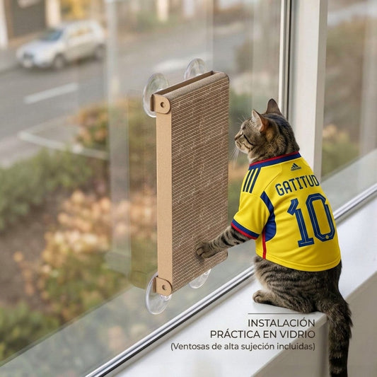 Gatitud Store rascador de cartón corrugado para gatos, fijación a pared o vidrio, color marrón.