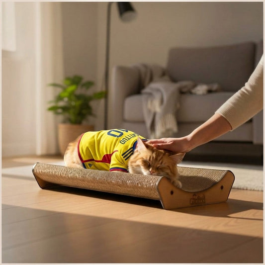 Gatitud Store Rascador Cuenca x2 para gatos de cartón corrugado, diseño ergonómico cóncavo, color marrón natural.