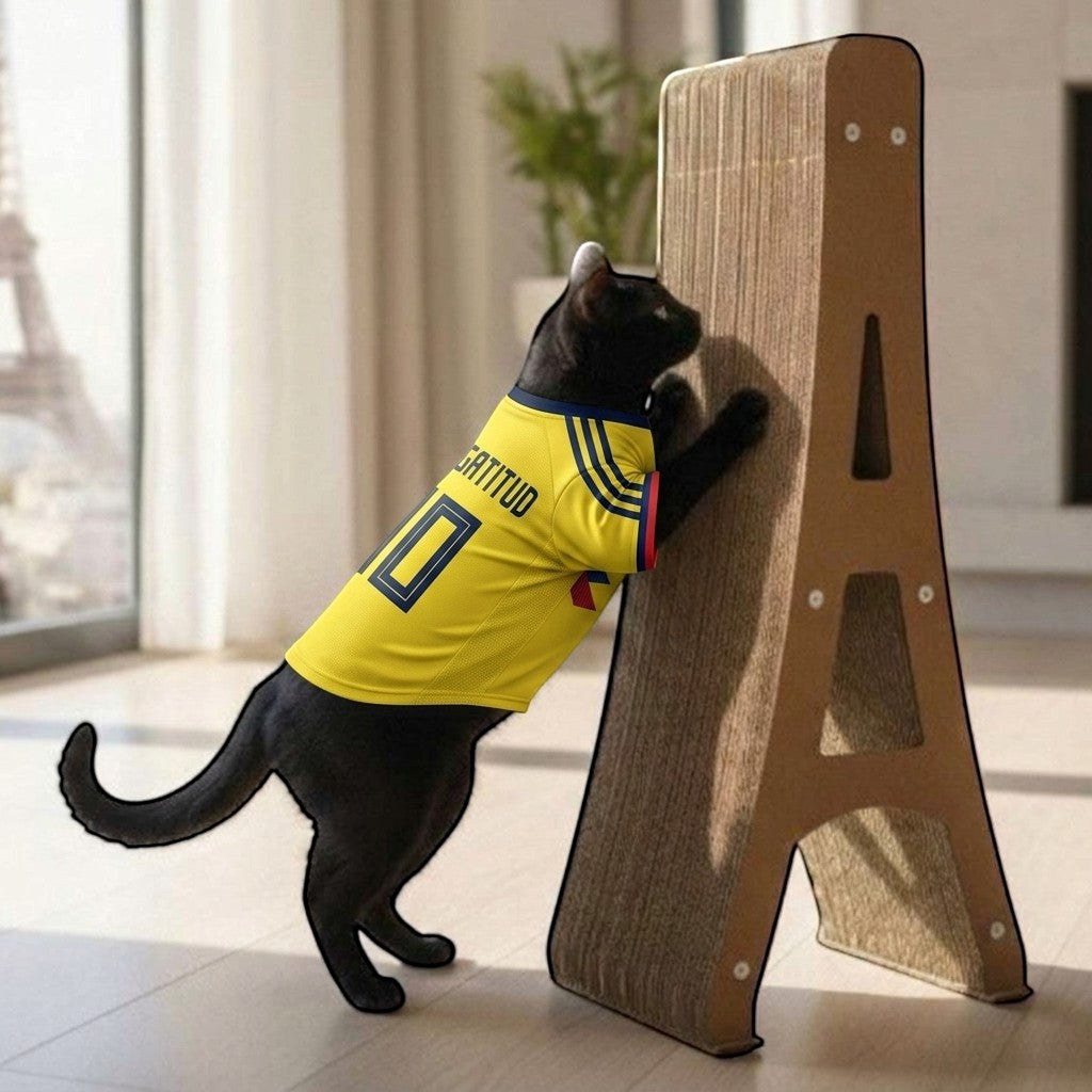 Gatitud Store Rascador Torre Eiffel de cartón corrugado para gatos, 70 cm de alto, diseño decorativo.