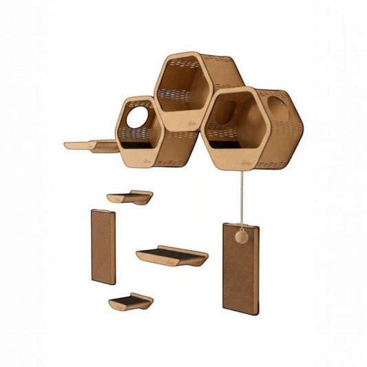Gimnasio para Gatos de Pared COMBO C — Set Completo Madera MDF — Madera mdf | Gatitud Colombia