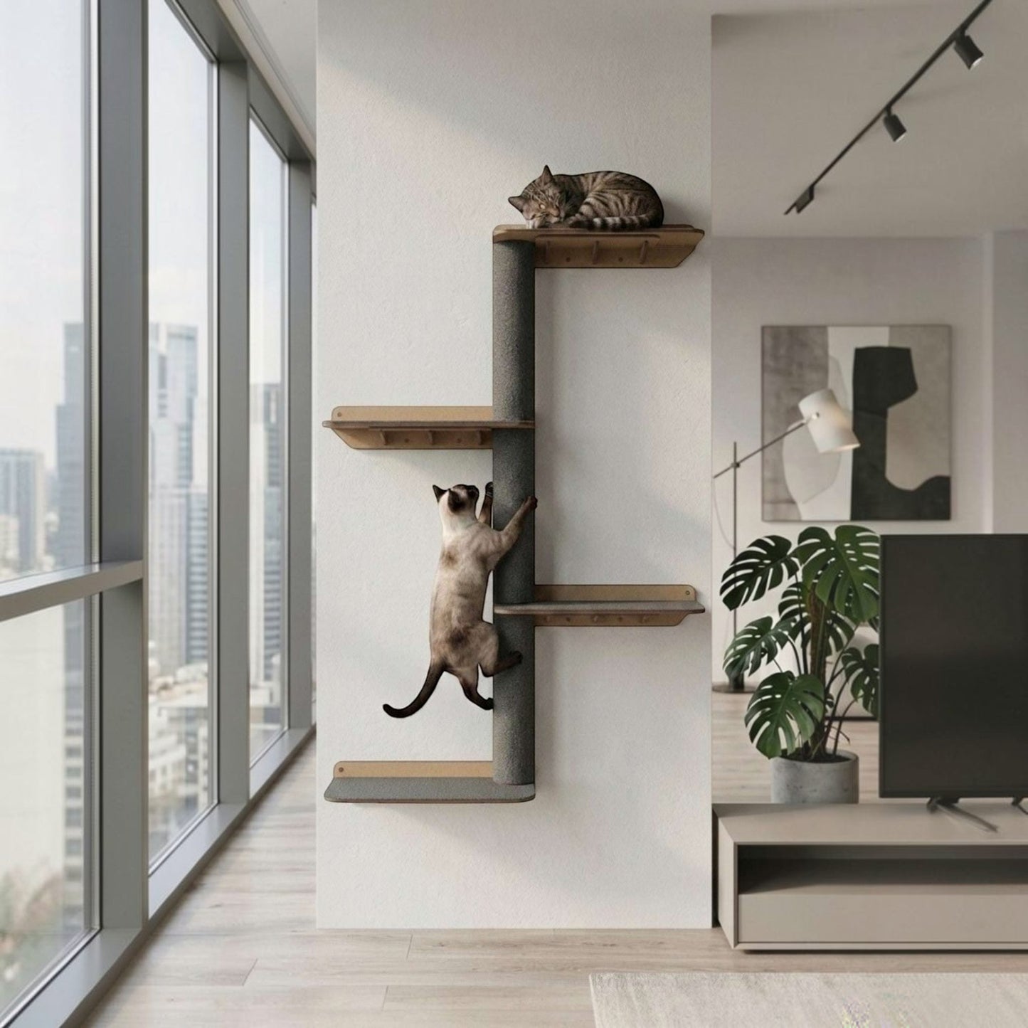 Gimnasio para Gatos de Pared COMBO F — Madera MDF Colombia — Rascador | Gatitud Colombia