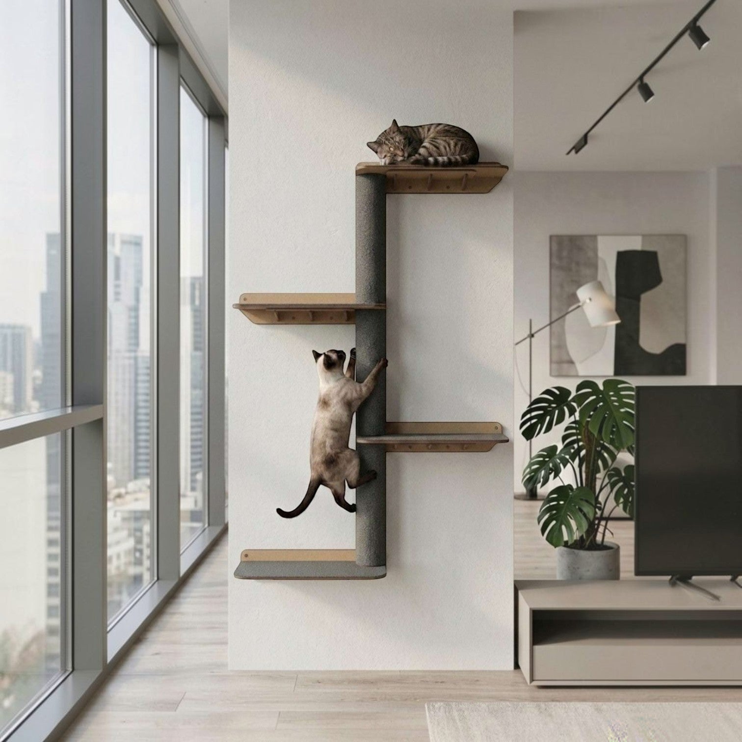 Gimnasio para Gatos de Pared COMBO F — Madera MDF Colombia — Rascador | Gatitud Colombia