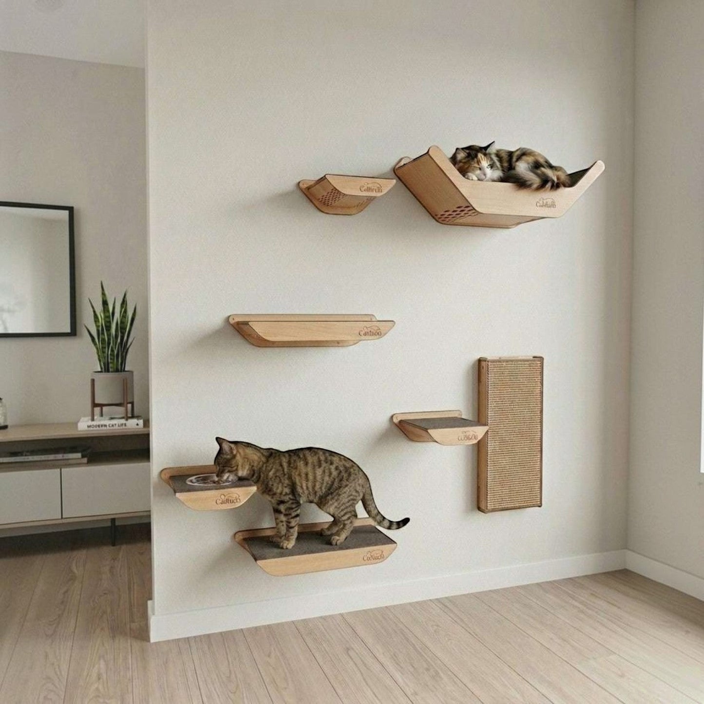 Gimnasio para Gatos de Pared COMBO B — Madera MDF Colombia — Mdf | Gatitud Colombia