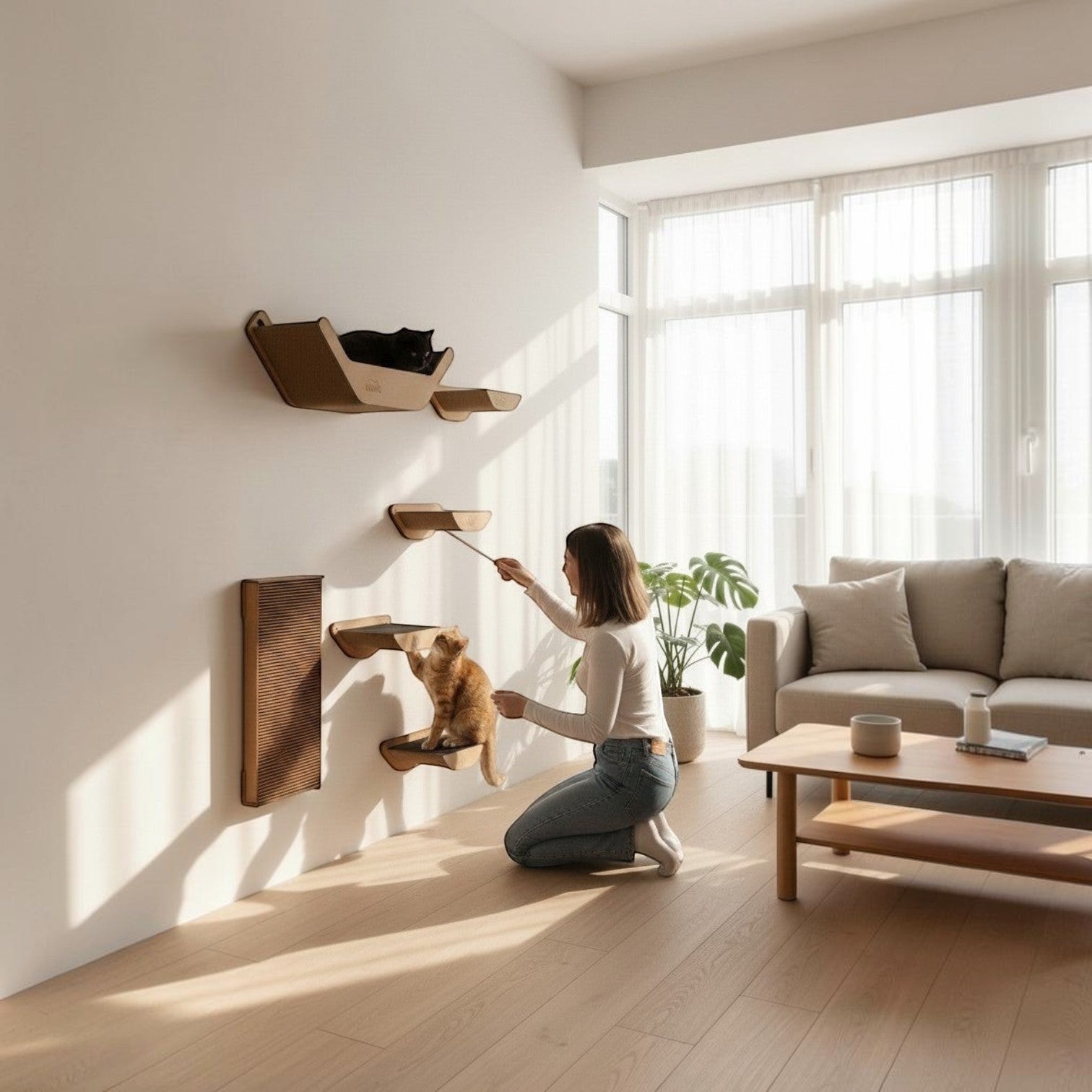 Gimnasio para Gatos de Pared COMBO A — Madera MDF Colombia — Mdf | Gatitud Colombia