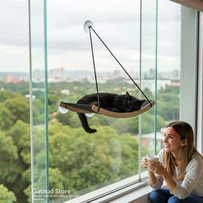 Cama Hamaca Grande para Gatos — Fijación a Vidrio Ventana — Fijación a vidrio | Gatitud Colombia