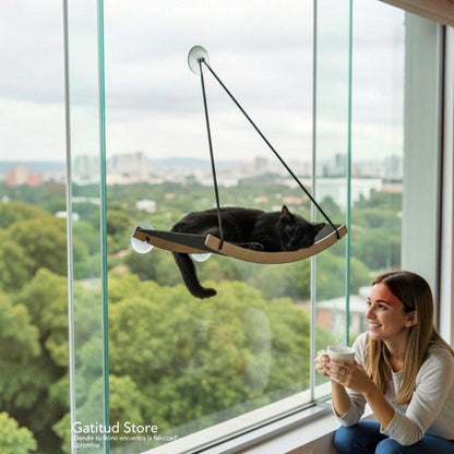 Cama Hamaca Grande para Gatos — Fijación a Vidrio Ventana — Fijación a vidrio | Gatitud Colombia