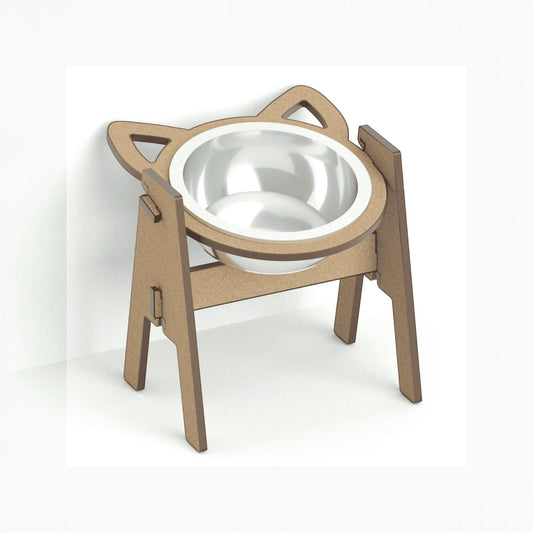 Comedero Elevado Individual para Gatos — Madera MDF Colombia — Madera mdf | Gatitud Colombia