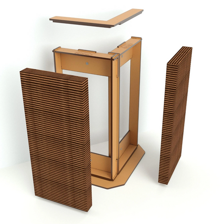 Gatitud Store corner scratcher made of brown MDF wood with a modern, contemporary design. Ideal for small spaces.