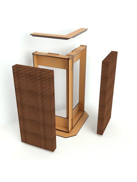 Gatitud Store corner scratcher made of brown MDF wood with a modern, contemporary design. Ideal for small spaces.