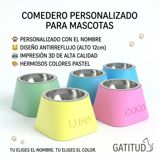 COMEDERO PERSONALIZADO PARA GATOS Y PERROS PEQUEÑOS